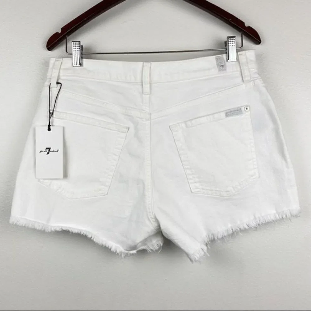 7 For All Mankind High Rise Cut Off Jean Shorts White Size 31 NWT